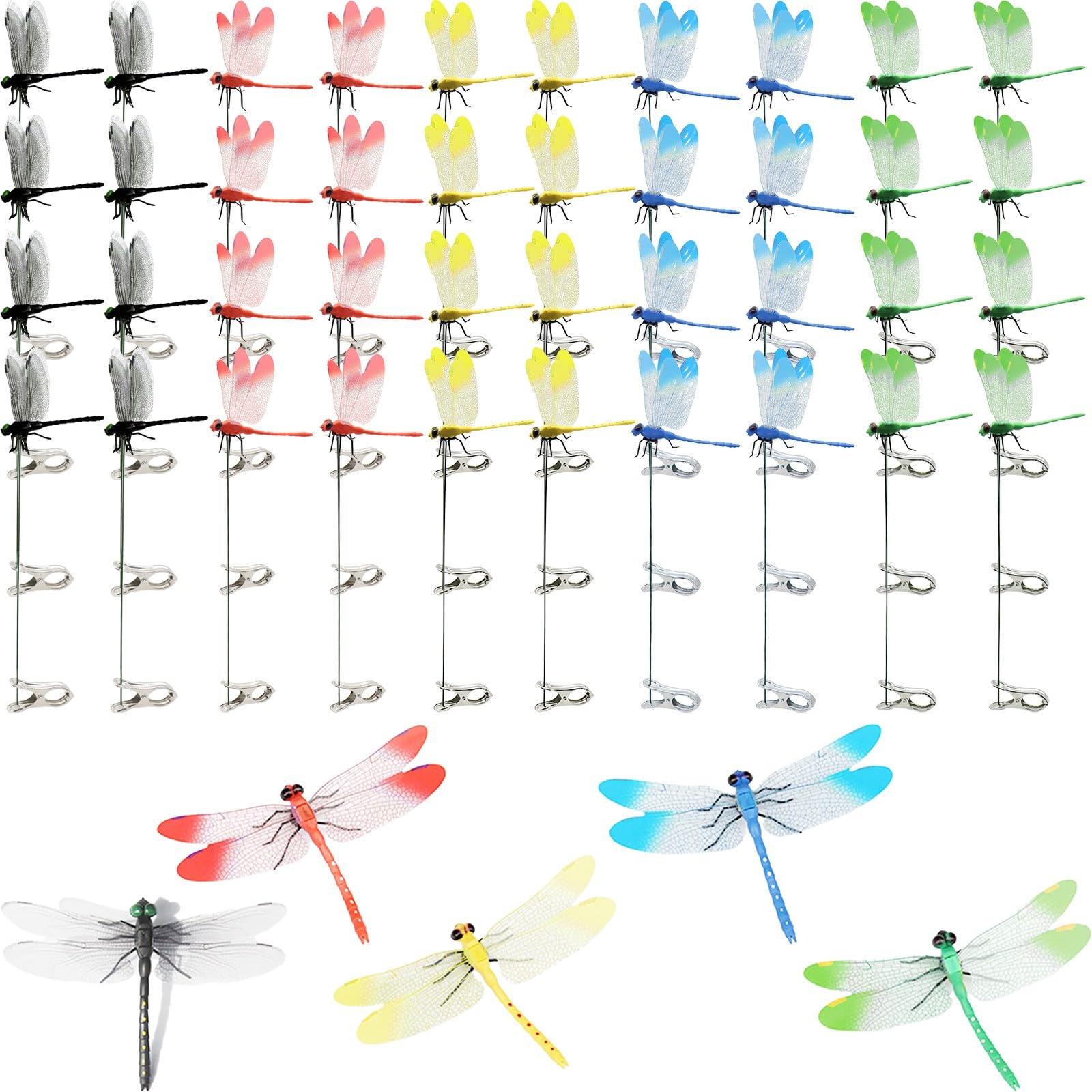 40 Pcs 5 Color Dragon Fly Clips, Lifelike Biomimicry Fake Dragonfly Decor