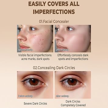 Concealer Full Coverage Long-lasting Cover up Makeup Under Eye Brightener Color Correcting Concealer for Dark Circles (03)
