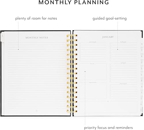 Miniatura 5 de Sugar Paper Agenda en espiral Signature 2024, diseños semanales diarios mensuales, enero a diciembre de 2024, 7.5 x 9.25 pulgadas (rosa Pinstripe)