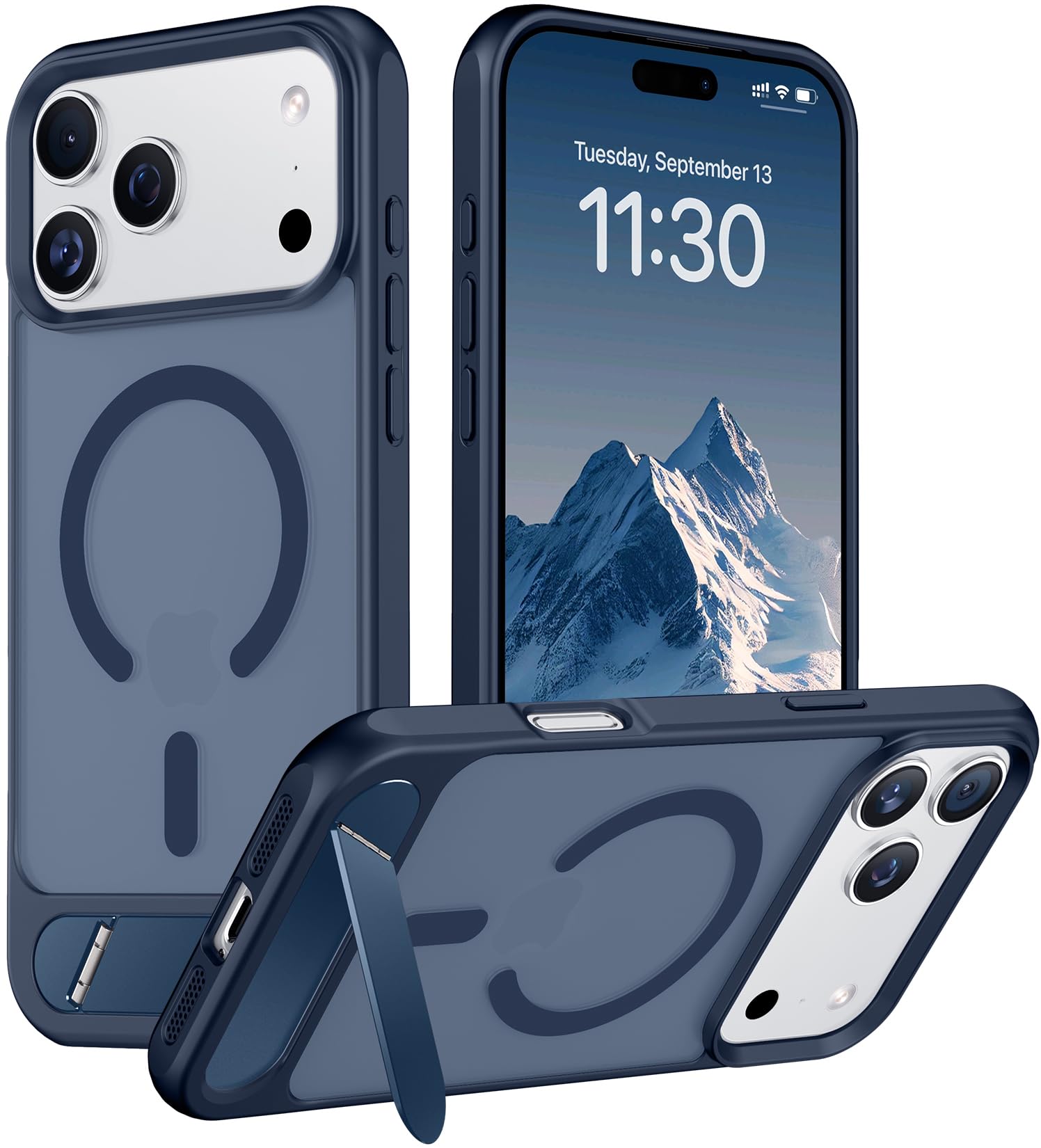 Temdan Designed for iPhone 18 Pro Case/17 Pro Case,[Built-in Invisible Kickstand][Compatible with MagSafe][Military Grade Shockproof]Slim Translucent Matte Phone Case for iPhone 17 Pro/18 Pro 6.3 inch