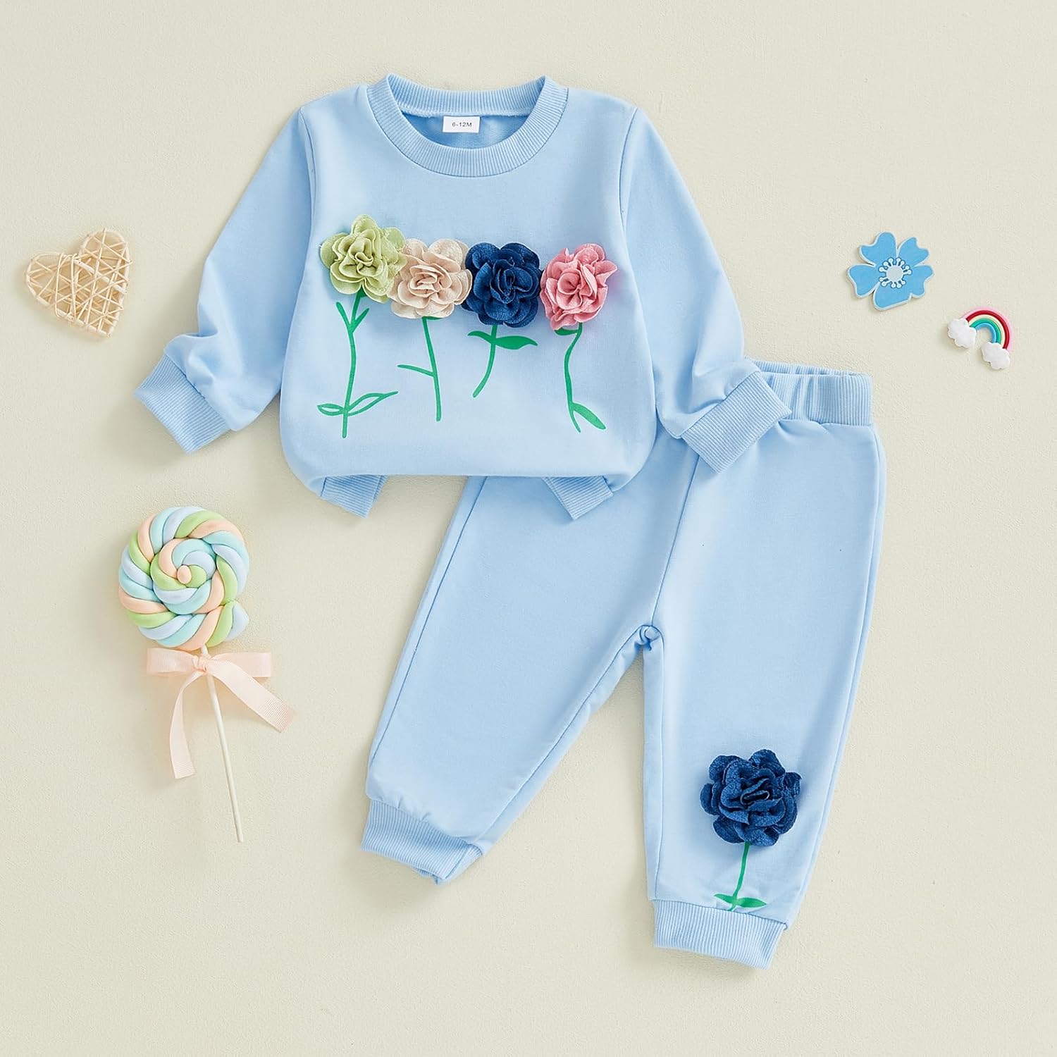 FYBITBO Toddler Girl Clothes Baby Floral Long Sleeve Shirt Crewneck Sweatshirt Top and Casual Fall Winter Spring Outfit - Image 6