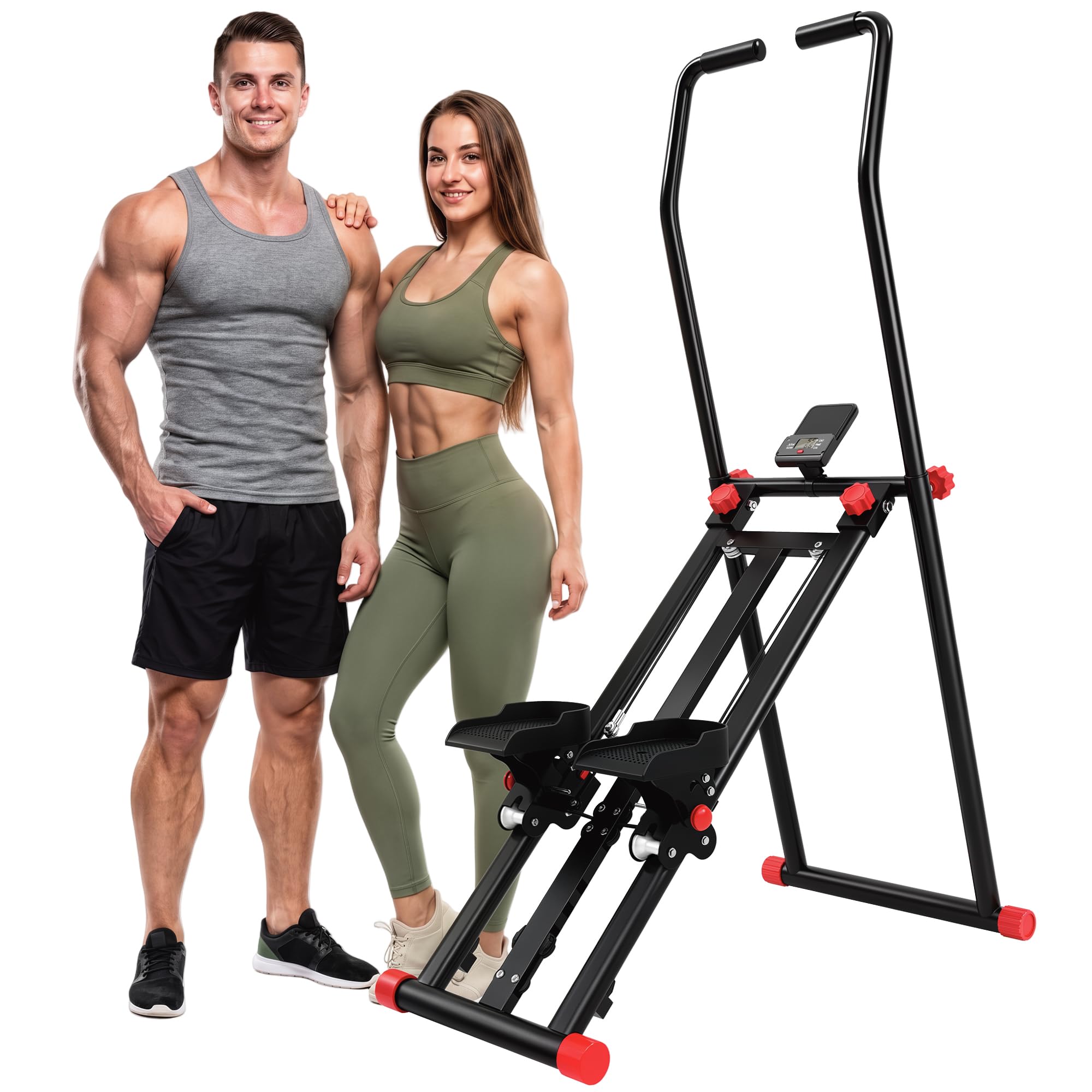 SPORTNOW Stair Stepper for Home Gym with 3 Resistances Foldable LCD