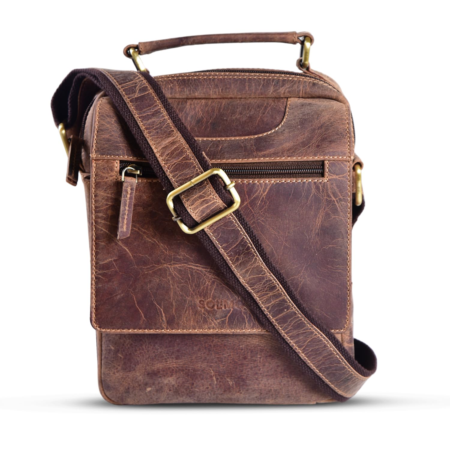 Texas Genuine Leather 12-Inch Medium Messenger Crossbody Sling Bag for Men & Women Adjustable Strap Upto 60 Inches Fits 9 Inch Tablet IPad H 27 cm x L 21cm W 7cm-image-48