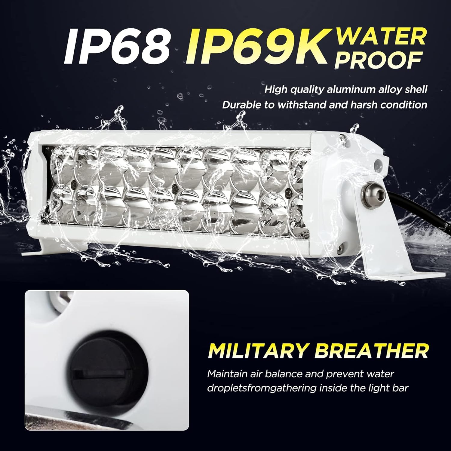 Marine Light Bar, BIGLION.X Marine Lights for Boats 12 inch Marine Led Light Bar 100W 16000LM Double Row Spot&Flood Ｍarine Light Bar for Boats Deck Dock Yacht t Led Boat Light Bar Boat Headlights