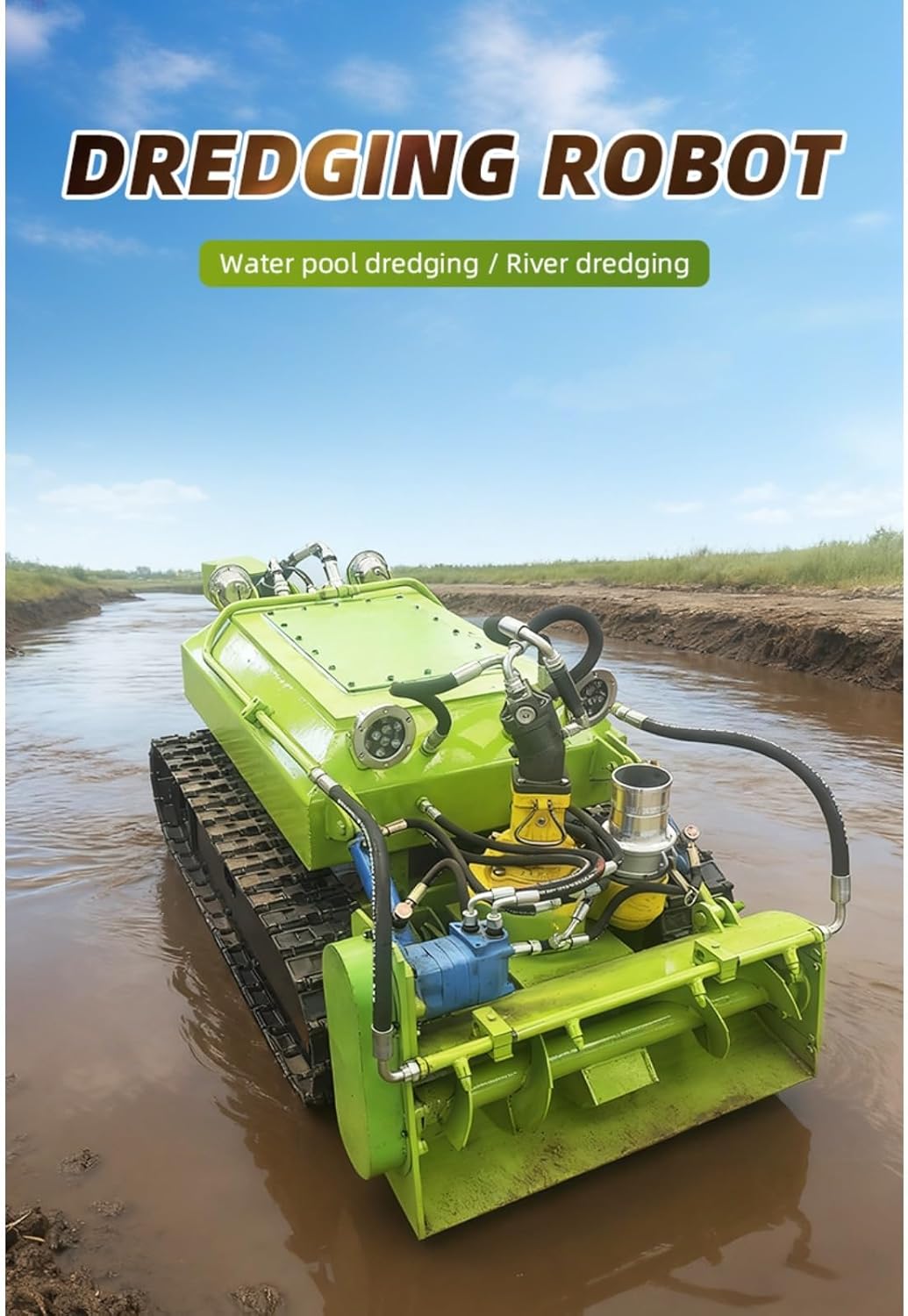 Desilting Robot, Remote Control Underwater Sludge Removal Robot for Rivers, Ponds & Pipelines