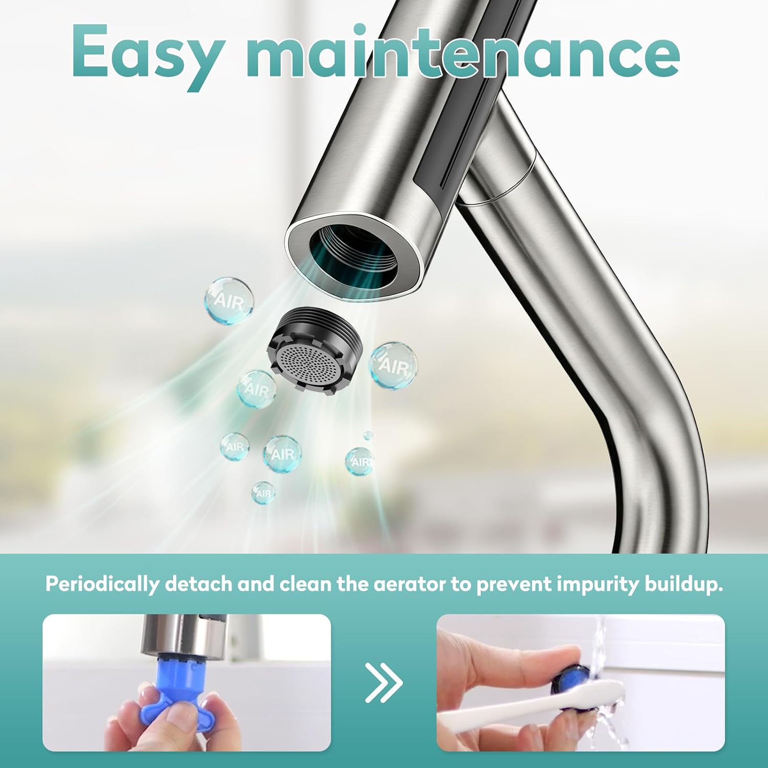 MIAOHUI Kitchen Sink Faucet with Glass Rinser, Waterfall Kitchen Faucets with Pull Down Sprayer, 4 Modes, Single Lever Bar Sink Mixer Tap with Cup Washer & Deck Plate for 1 or 3 Hole (Brushed Nickel)