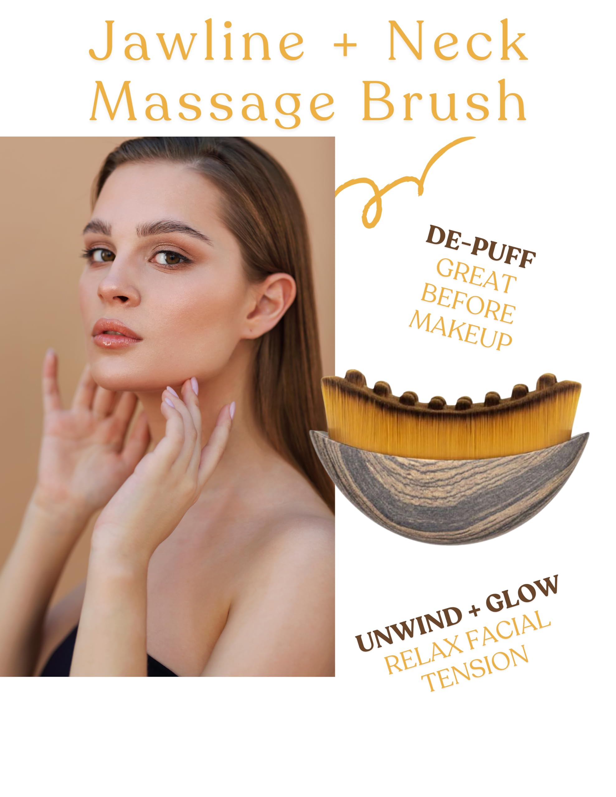 Lymphatic Contour Face Brush – Ergonomic Handle | Facial Sculpting, Puffiness Reduction & Glow-Boosting Massage | Dry Brushing for Jawline, Cheeks & Neck | Boost Circulation & Radiance