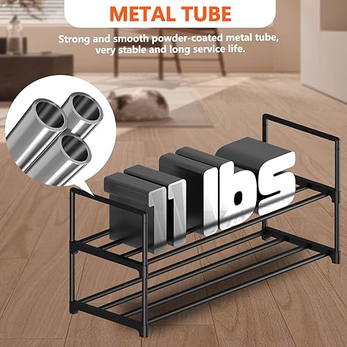 Miniatura 6 de Zapatero de metal de 2 niveles, organizador de almacenamiento ajustable para zapatos, almacenamiento apilable para botas y zapatos, para entrada,