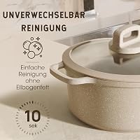 CAROTE 11 Részes Gránit Edénykészlet Tapadásmentes Indukciós Serpenyők 24/28cm Fazék Lábas Üvegtető Barna 4