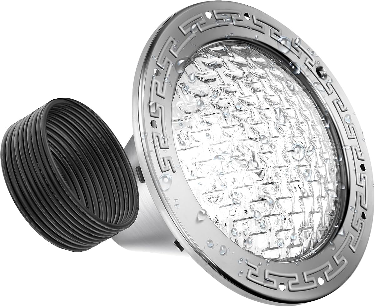 Luces LED para piscina de 10 pulgadas para piscina enterrada, AC120 V blanco frío 6000 K, luces de piscina compatibles con nichos húmedos pentair y Hayward de 10 pulgadas, IP68 impermeable, 35 W, cable de 50 pies