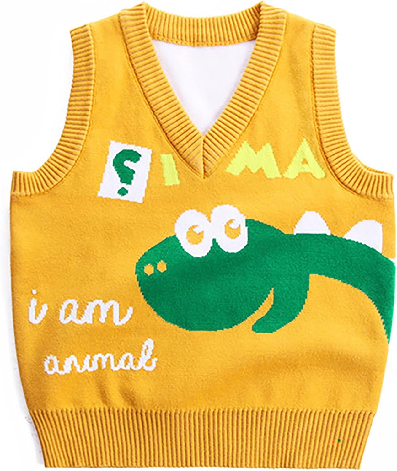 FEESHOW Kids Toddler Boys Sweater Dinosaurs Print Knit Vest V-Neck Cardigans Tops Warm Clothing Outfits Fall Winter