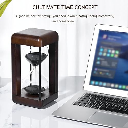 Miniatura 5 de Temporizador de arena, reloj de arena de 30 minutos, reloj de arena decorativo grande de madera maciza, cristal de hora con arena, utilizado para
