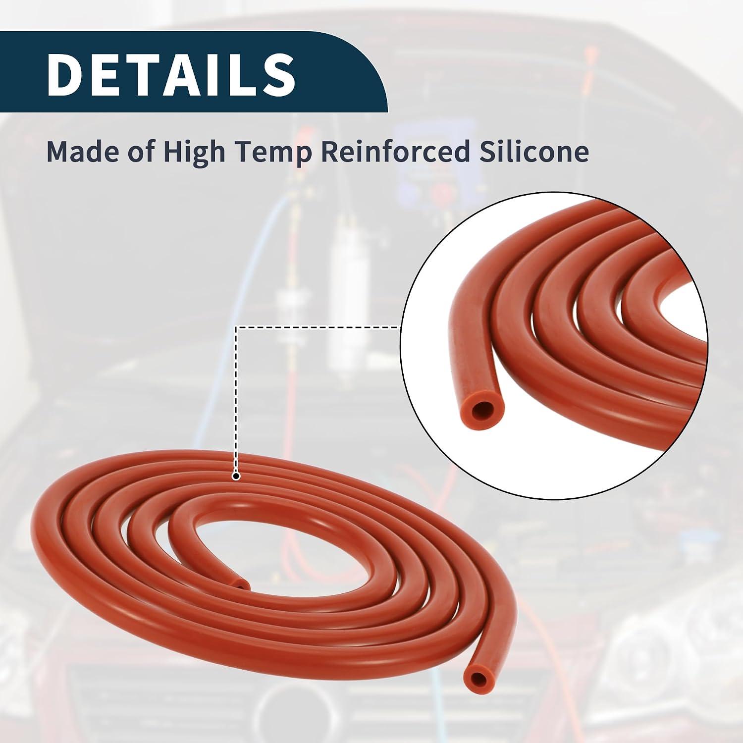 Silicone Vacuum Tubing Hose 130PSI Max Pressure Automotive Vacuum Line Red with Vacuum Connector 1 Set 6.6Ft 3/4/5/6/8/10mm ID 3mm Thickness