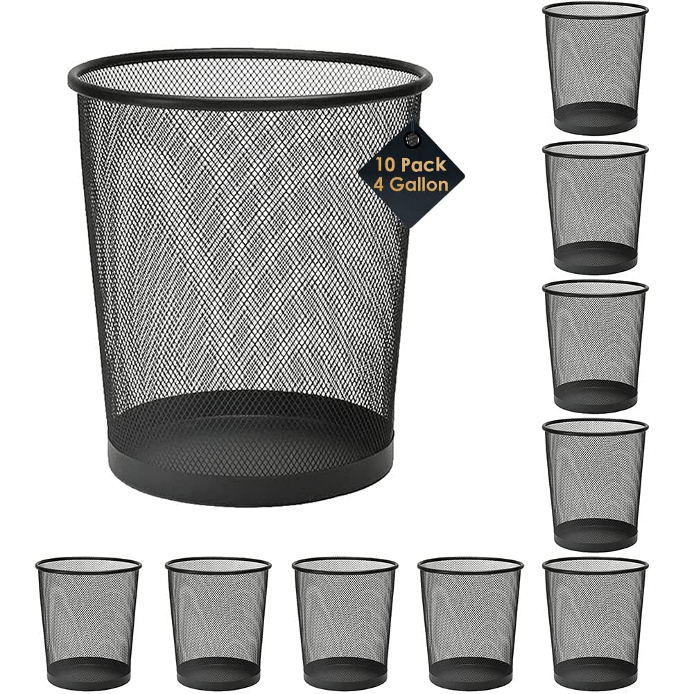 Trash Cans Office 4 Gallon, 10Pack Mesh Office Trash Can
