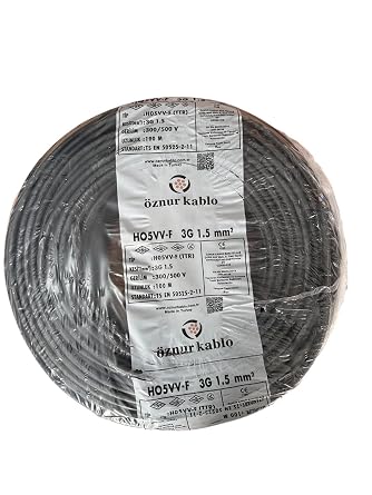 ZNUR Marka%100 Bak r 3X1.5 mm TTR Elektrik Kablosu S YAH, 50 METRE