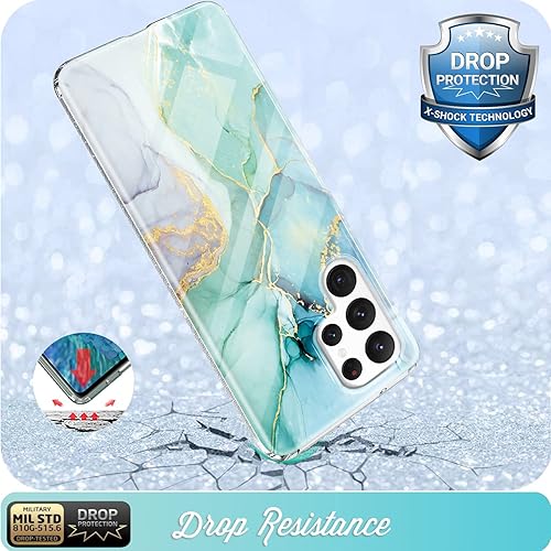 Miniatura 4 de luolnh Funda para Galaxy S23 Ultra, funda para Samsung Galaxy S23 Ultra, diseño de mármol brillante, a prueba de golpes, goma de silicona suave,