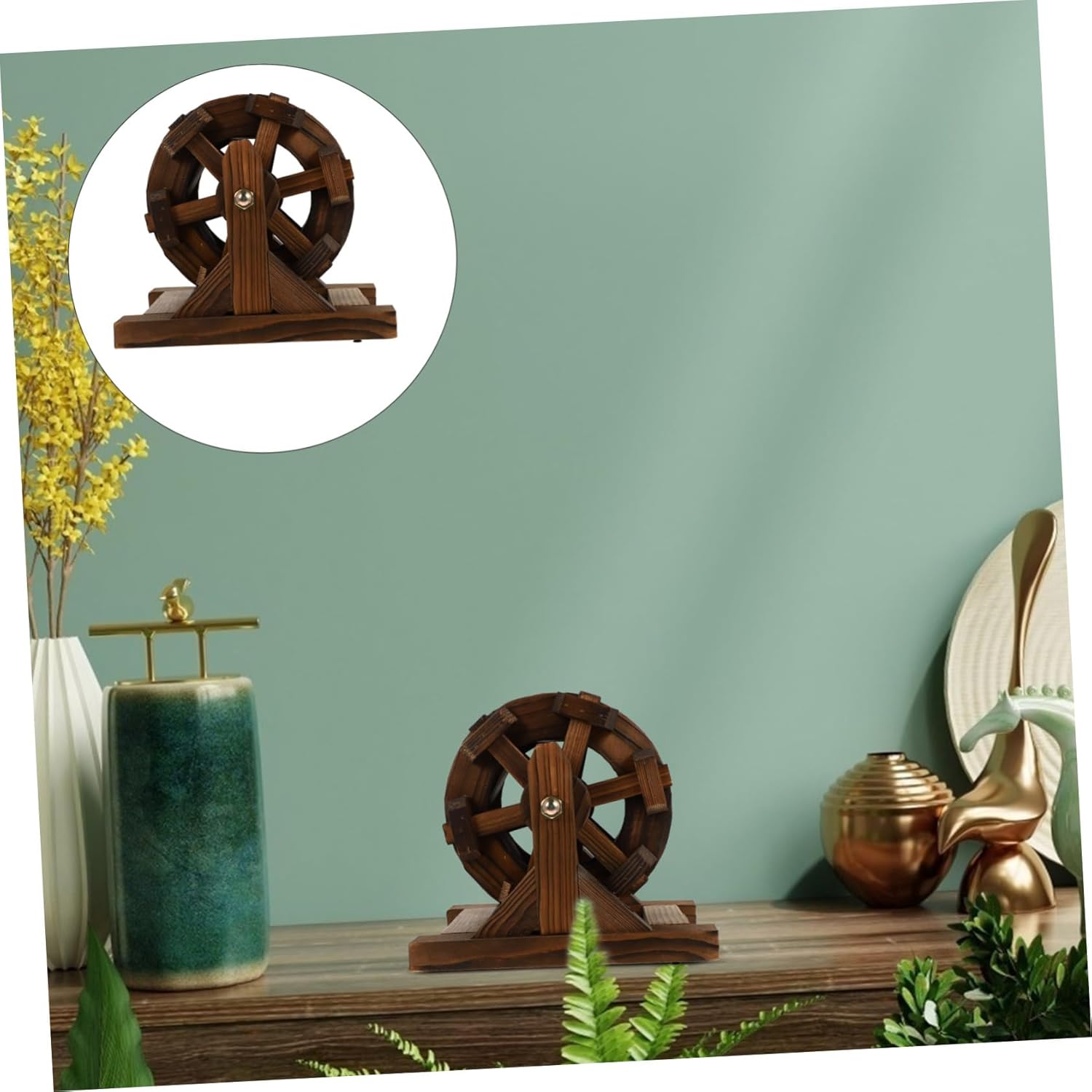 ABOOFAN 1pc Waterwheel Fountain Indoor Wooden Craft Chinese Style Decor Unique Tabletop Adornment Home Decoration