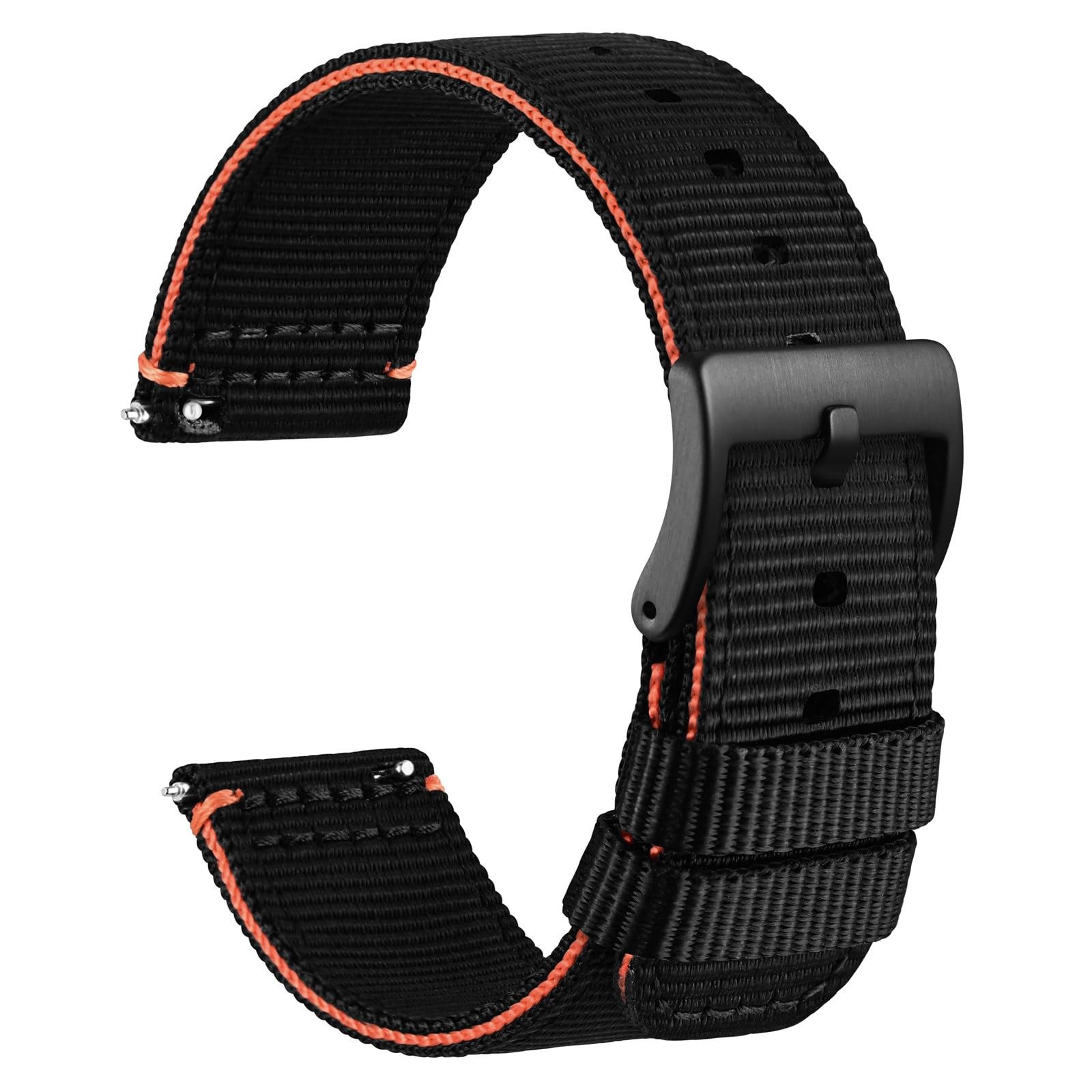 WOCCI Nylon Watch Bands, Contrast Woven Design, Quick Release, Stainless Steel Buckle, Band Width 20mm 22mm 24mm 26mm
