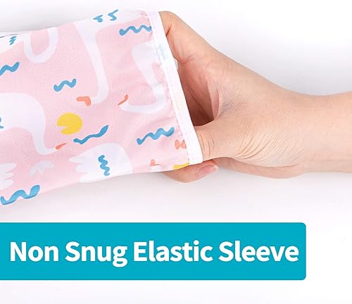 Miniatura 5 de Juego de baberos de manga larga de 3 piezas, baberos impermeables para bebés con bolsillo, babero para niños pequeños con mangas, bata resistente a