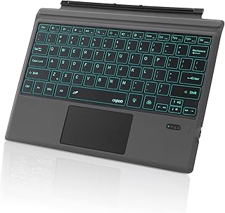 Rapoo XK200S Bluetooth Surface Pro Keyboard, 7 Colors Backlits for Surface Pro 7/7+/6/5 (Pro 2017)/4/Surface Pro 3 2014 12.3 inch Tablet with Trackpad - Detachable Wireless Keyboard Type Cover
