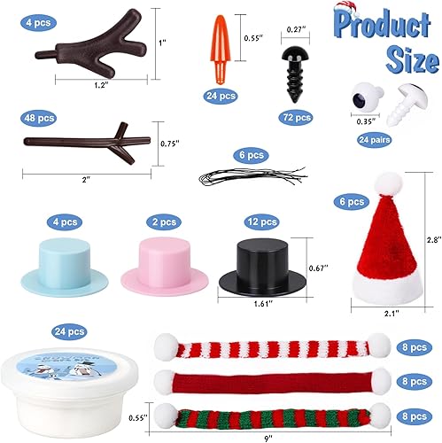 Miniatura 2 de BANBBUR Paquete de 24 rellenos de calcetines para niños, manualidades de Navidad para niños a granel, kit de construcción de muñeco de nieve,