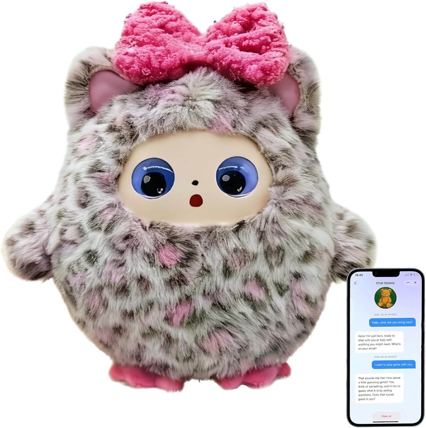 AI Intelligent Interactive Plush Toy ChatGPT, with Vibration/Tactile Perception and Children's Emotions, multilingual Companions, Interactive Games, Memory Training,Control App (Puff)