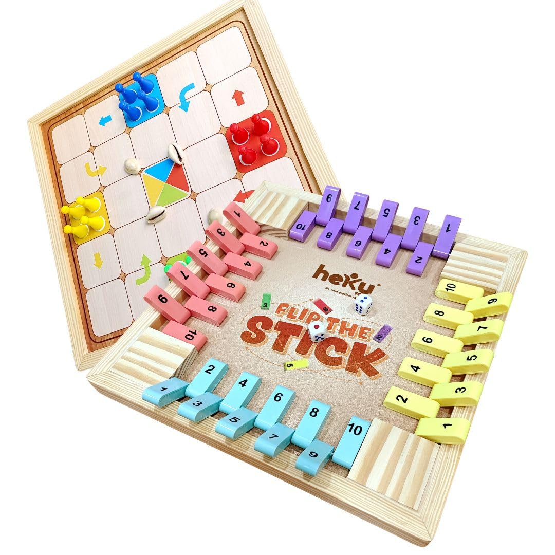 THE GAME FACTORY Shut The Box & ISTO 2-in-1 Wooden Board Game for Kids & Adults | 4 Player Flip The Stick Dice Game + ISTO Strategy Game | Family Tabletop Game | Educational Wooden Game | Ages 6+-picture-19