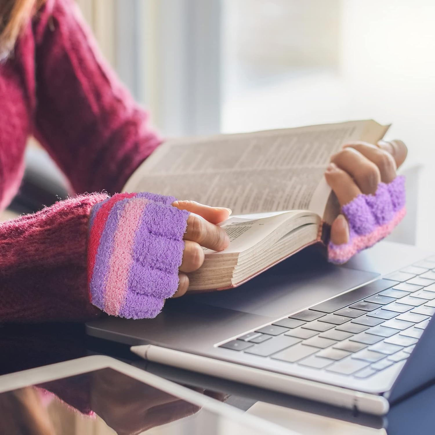 3 Pairs USB Heated Gloves for Women Fingerless Warm Laptop Gloves for Hand Warmers Mittens Computer Electric Gaming - Image 5