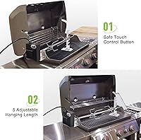 Vista 3 de Dreyoo Kit de parrilla universal para asador, kit de asador giratorio automático de 360° con motor de 120 V 4 W, varilla de asador de 28 pulgadas, 2