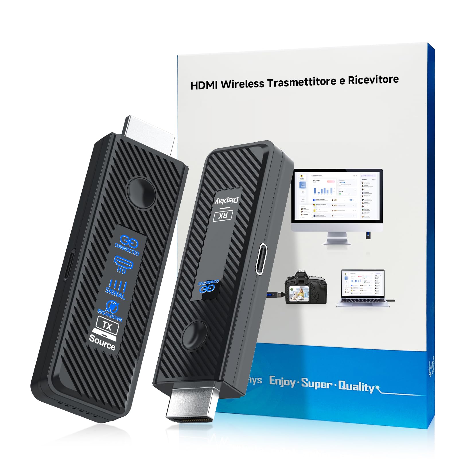 transmettitore wireless hdmi 196ft per video/audio streaming