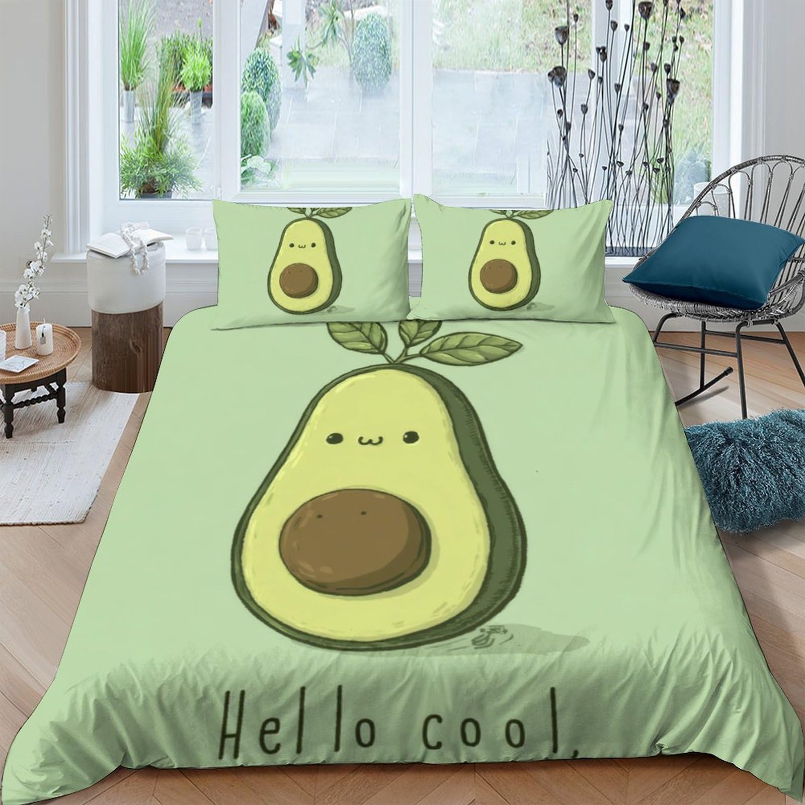 Ctjqhvkz Style-8 3D Printed Cute Avocado Fitted Sheet Microfiber Soft Green Fruit Cartoon Bed Cover For Bedroom Guest Room Dorm Decor Single（135X200cm）