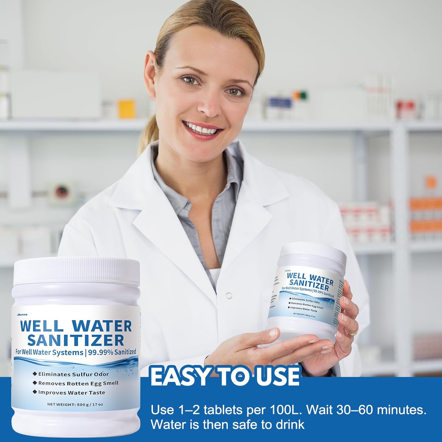 Well Water Sanitizer – Removes Sulfur Odors, Rotten Egg Smell, Iron Buildup – Improves Taste and Odor of Well Water | Food-Grade Formula, Ideal for Shallow Wells