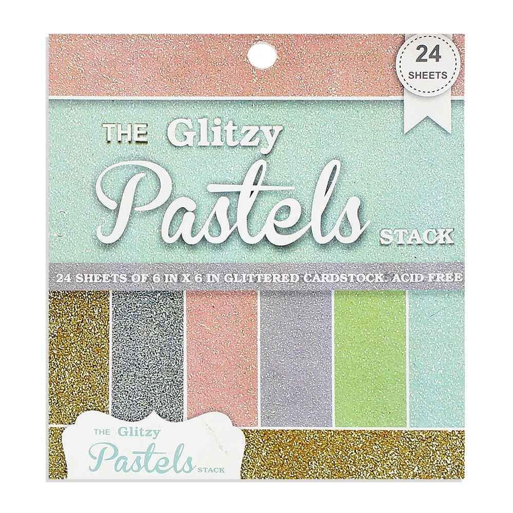 Itsy Bitsy- The Glitzy Pastels Stack - 6X6 inch, 24 Sheets