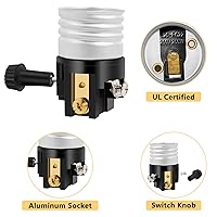 Vista 3 de Enchufe de luz E26 con certificación UL, reemplazo de enchufe de lámpara Baocuz con perilla de interruptor de encendido/apagado, piezas