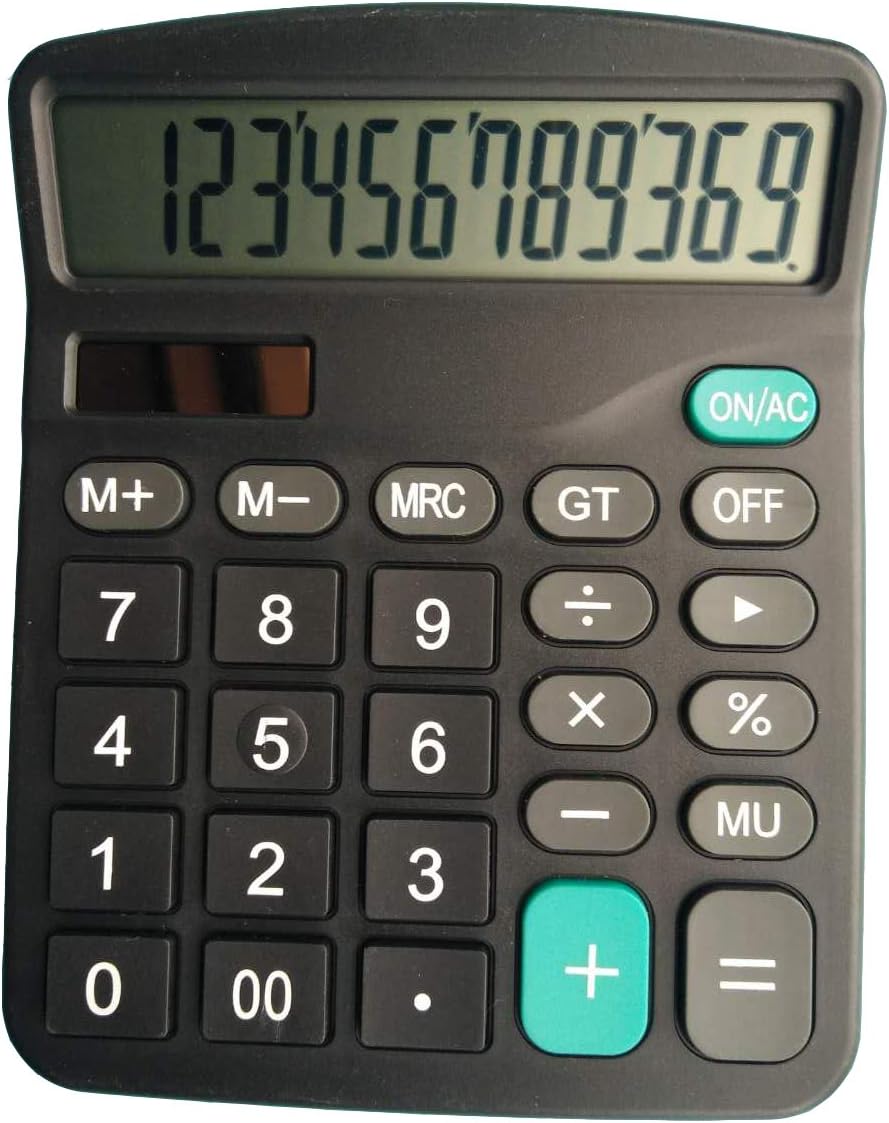 MUHWA #N/A Calculator, Hi-tech Electronic Desktop Calculator with 12 Digit Large Display, Solar Power LCD Display Office Calculator