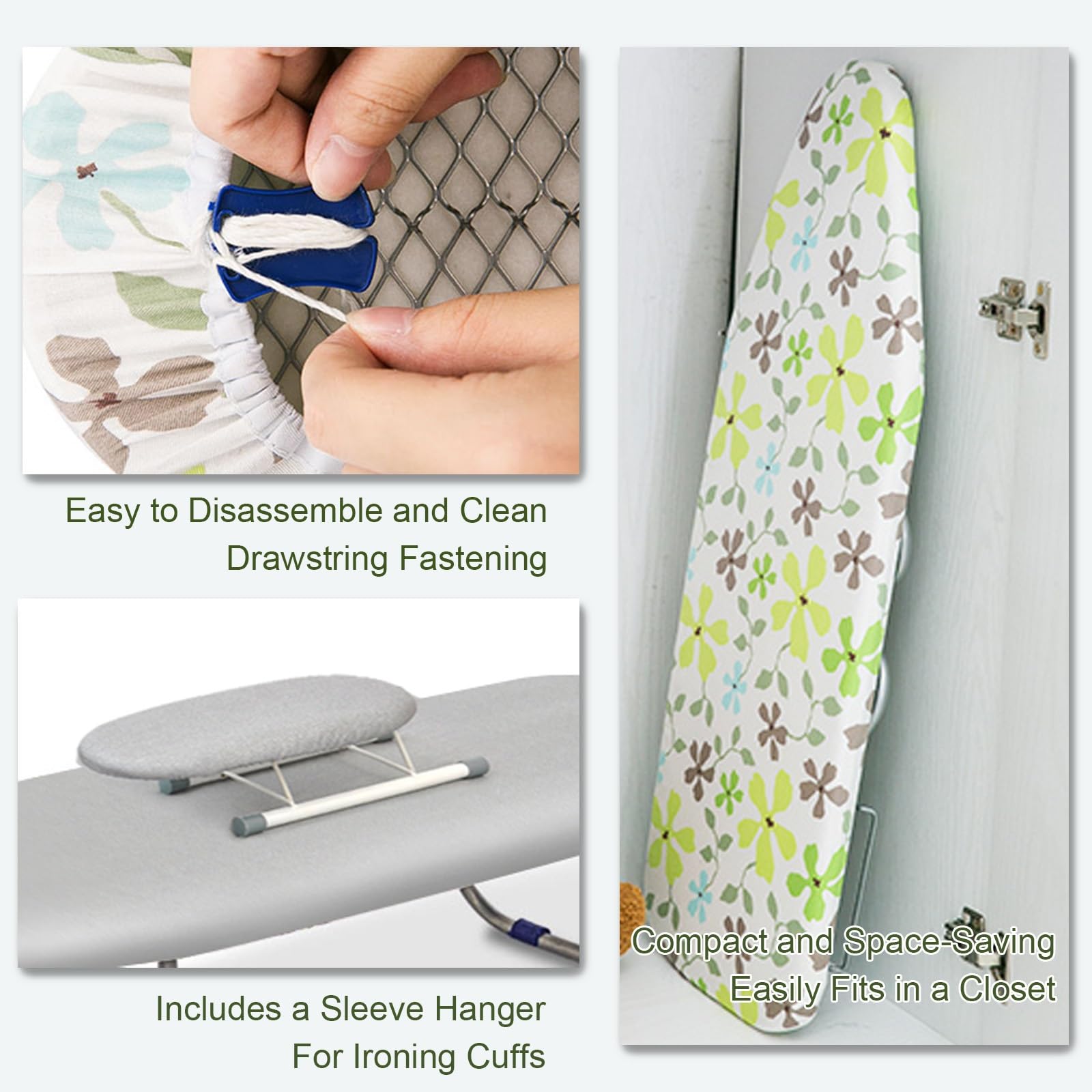 Tabla de Planchar Sobremesa con Soporte para Plancha y Soporte para Mangas, Mesa Planchar Plegable para Espacios Pequeños, 90x19x31 cm, Gris