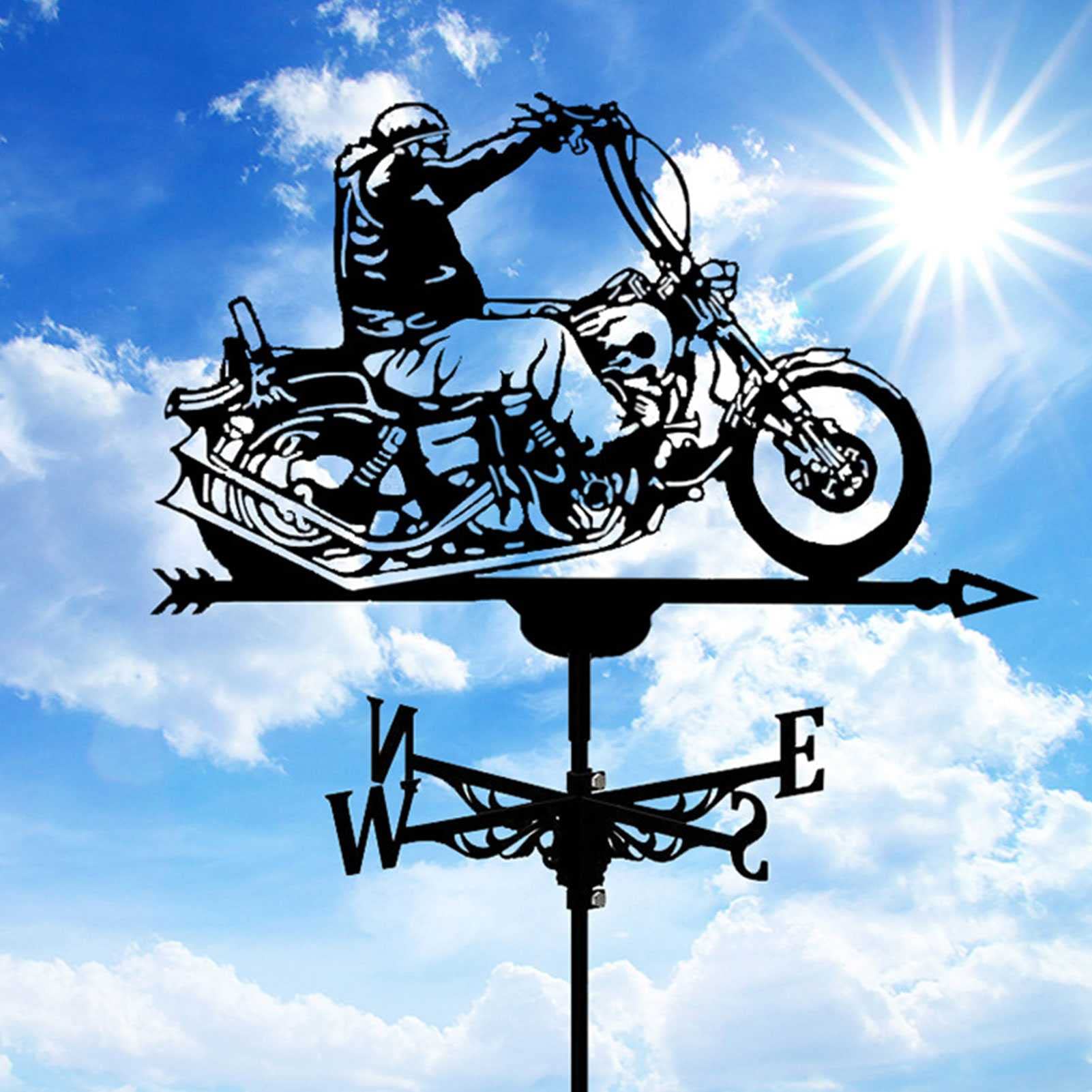 ANCHA Store Motorrad-Wetterfahnen, Schwarze Wetterfahne, Edelstahl-Farbmesswerkzeug, für Gartendachdekoration