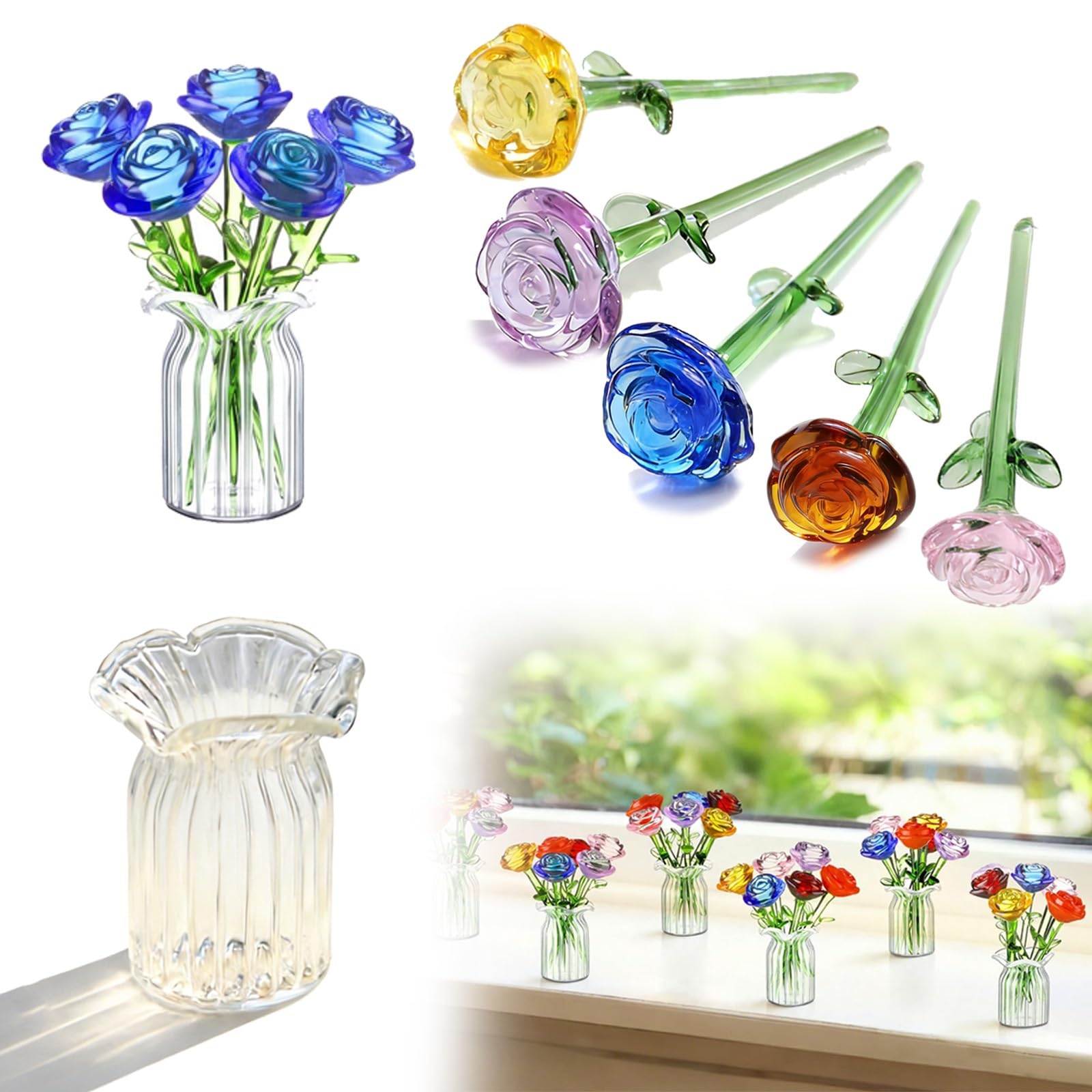 Fleurs en verre pour la fête des mères : coffret de 60 mini roses créatives à offrir avec amour