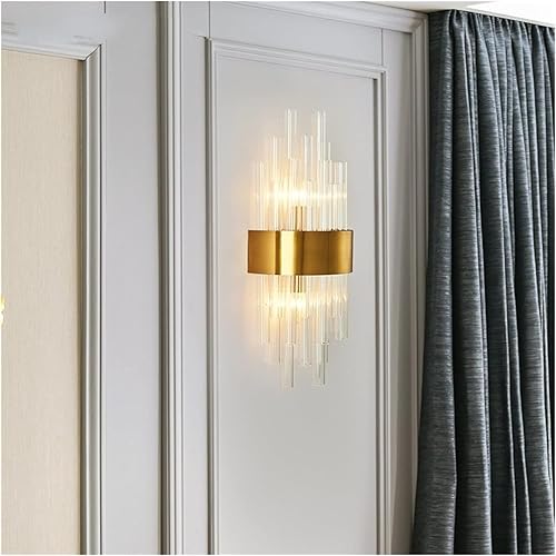 Lámparas de pared moderna aplique de pared interior escalera LED cristal sala lámpara dormitorio industrial retro oro lampara (8.7 * 20.5 in)