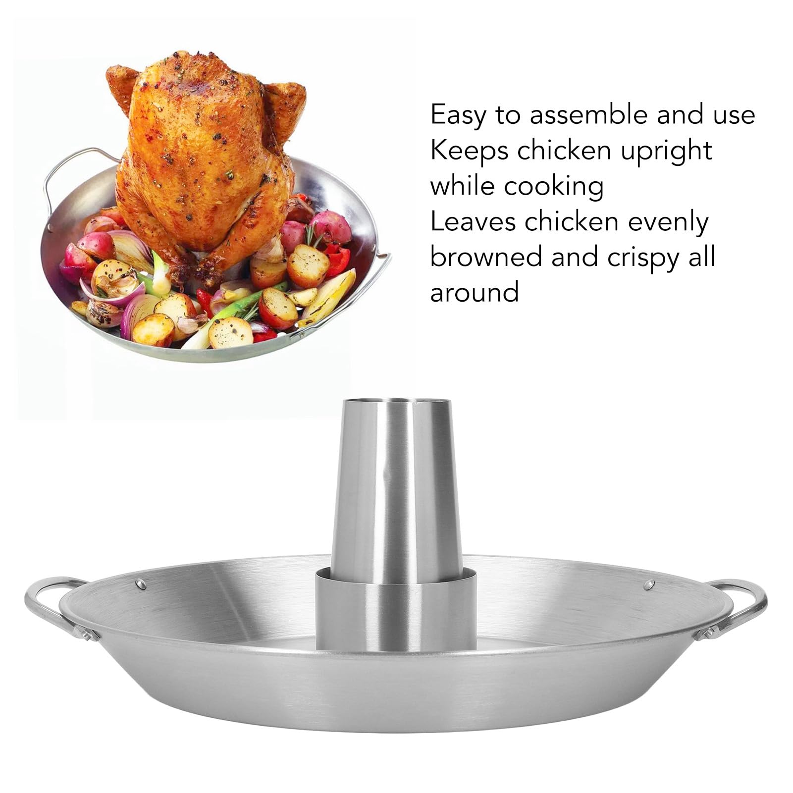 Buachois Soporte para Asar Pollo en Lata de Cerveza de Acero Inoxidable | Soporte asador pollo cerveza 430 acero inoxidable reutilizable barbacoa para hogar