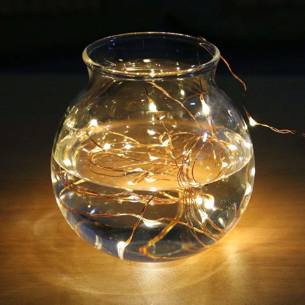 Accmor 6-Pack LED String Lights, LED Moon Lights 20 Led Micro Lights On Copper Wire (Batteries Include) for DIY Wedding Centerpiece, Table Decoration, Party (Warm White)