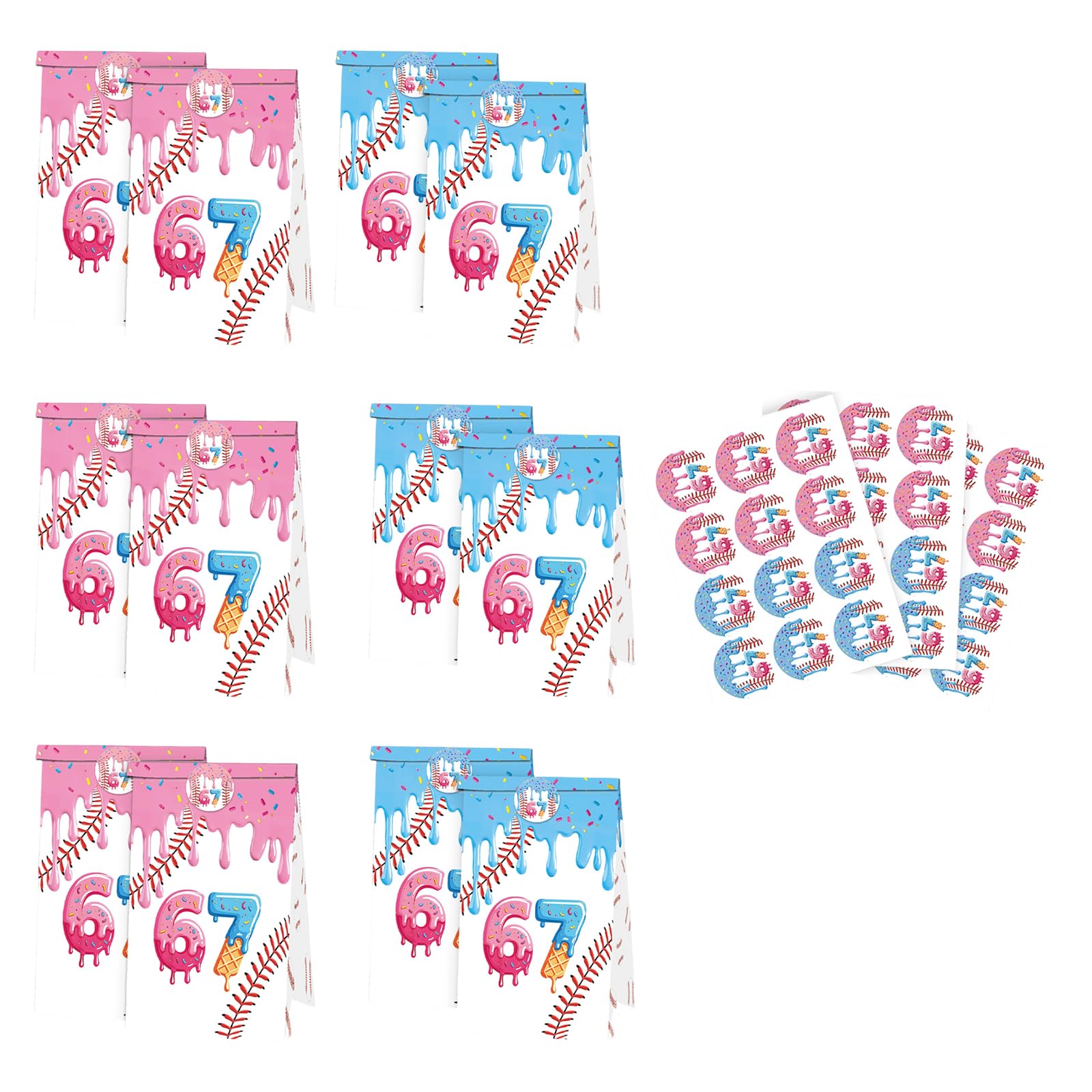 Msioytog Candy Treat Bag for Party Treats 67 Paper Food Bags and Decorative Stickers Great for Themed Gatherings Home Celebration Storage Bags