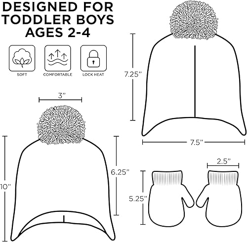 Miniatura 6 de PJ Masks Boys Winter Accessory Hat and Mittens Set Toddler Beanie for Kids Ages 2-4