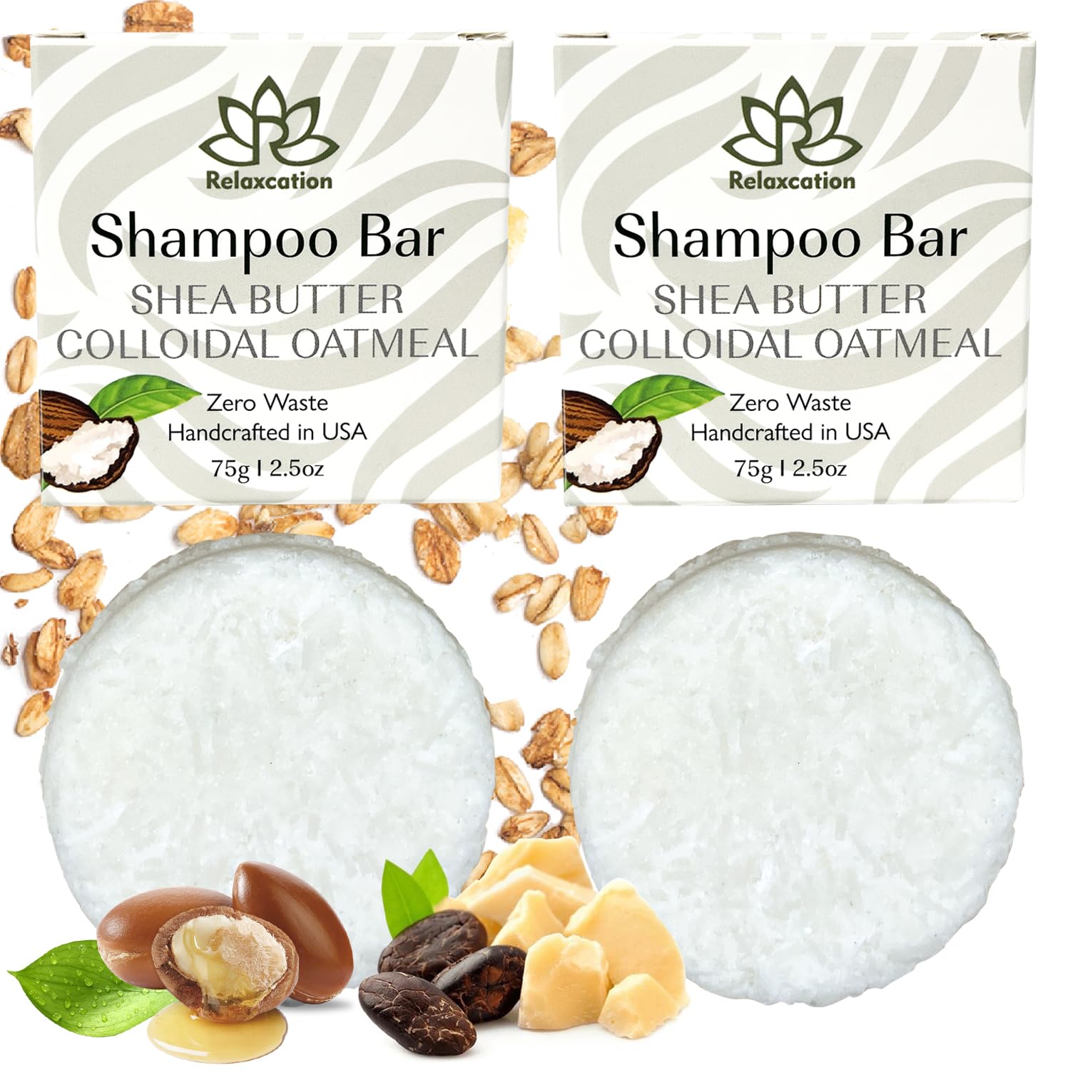 Relaxcation Organic Unscented SOLID Shampoo Bar for Damaged Hair with Shea Butter, Colloidal Oatmeal, Coconut Oil, Cocoa Butter, Jojoba, and Argan Oil for Normal and Sensitive Skin - Handmade in USA - Image 7