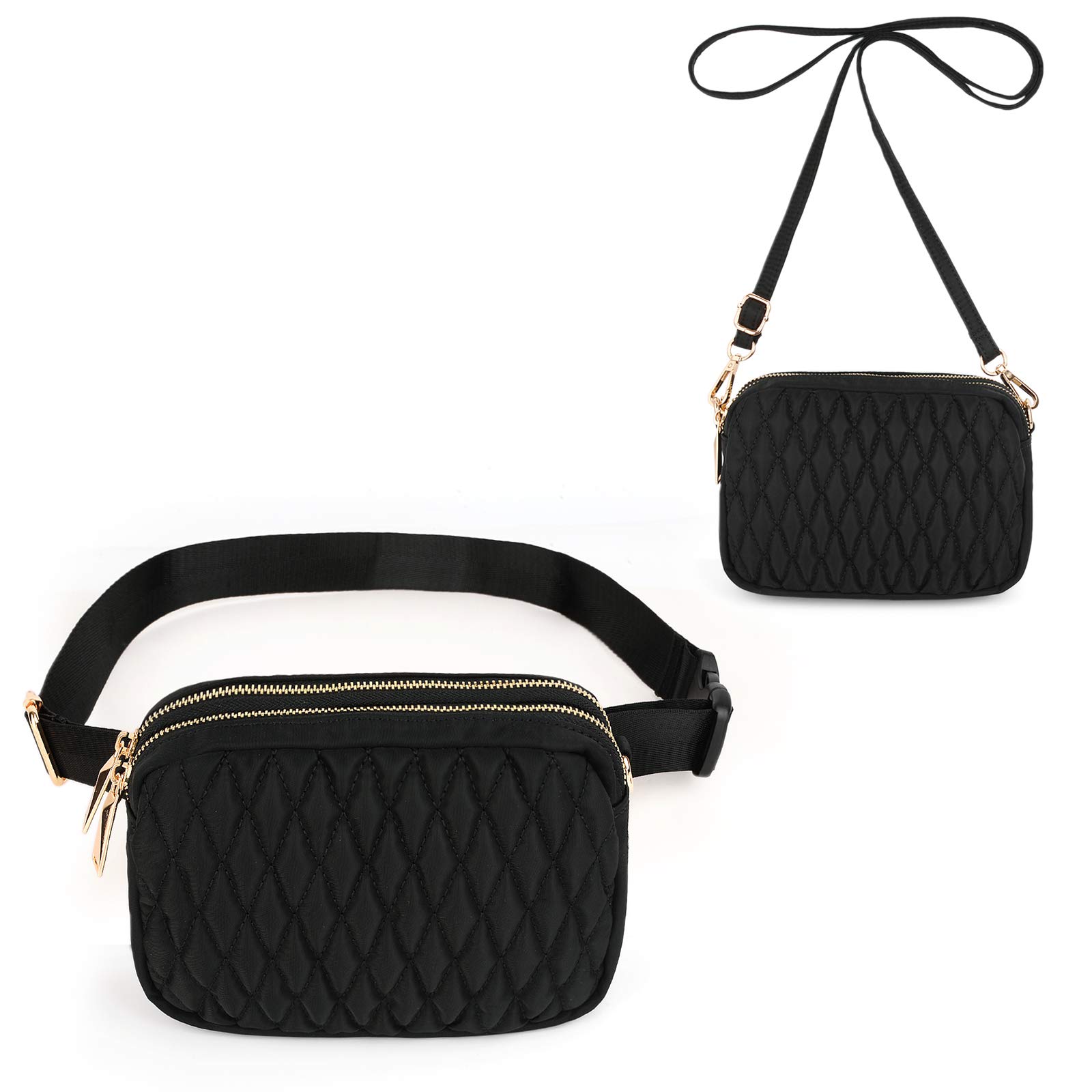 Fanny Pack 5 Ways Chest Bag Waterproof Waist Pack Purse Black