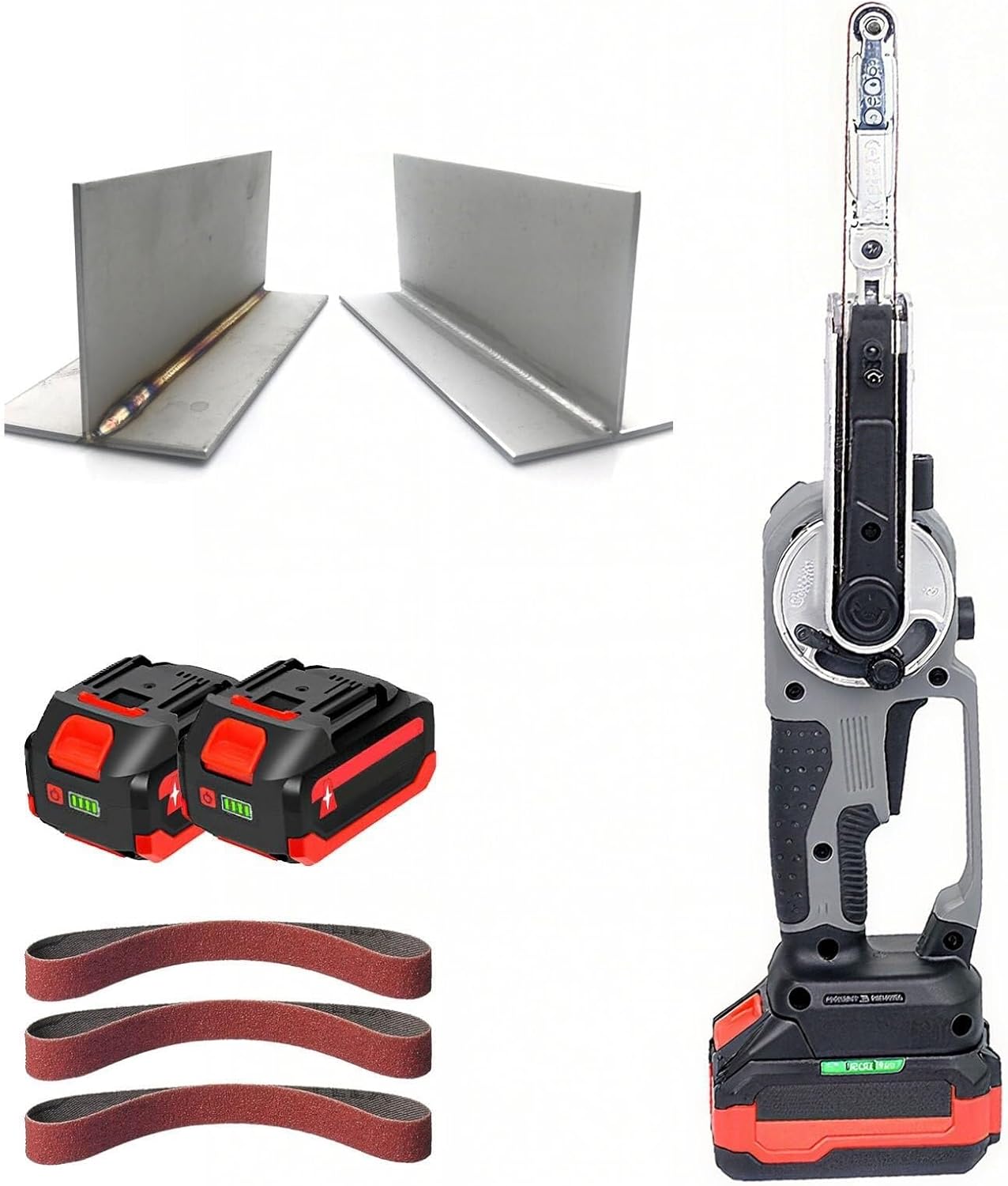 Handheld Belt Sander 400W Brushless Motor | 5-Speed & 30Min Runtime | Quick-Change Belt Design | With 3x Belts (80/120/180 Grit) For Wood(2 Battery)