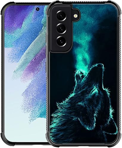 Funda compatible con Samsung Galaxy S22 Ultra, diseño gráfico de lobo nebulosa, acrílico, a prueba de golpes, antiarañazos, funda rígida para