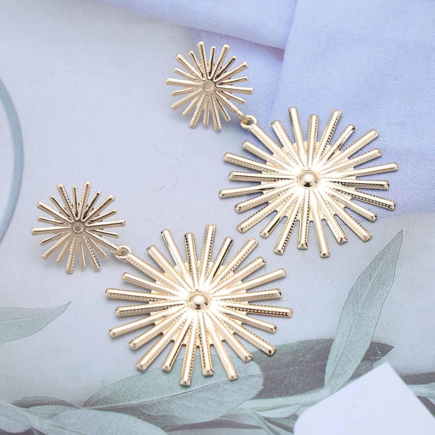 Punk Sunburst Dangle Earrings Gold Large Sun Earrings Big Sunshine Stud Earrings Exaggerated Sun Earrings Statement Sunburst Ray Earrings - Image 3