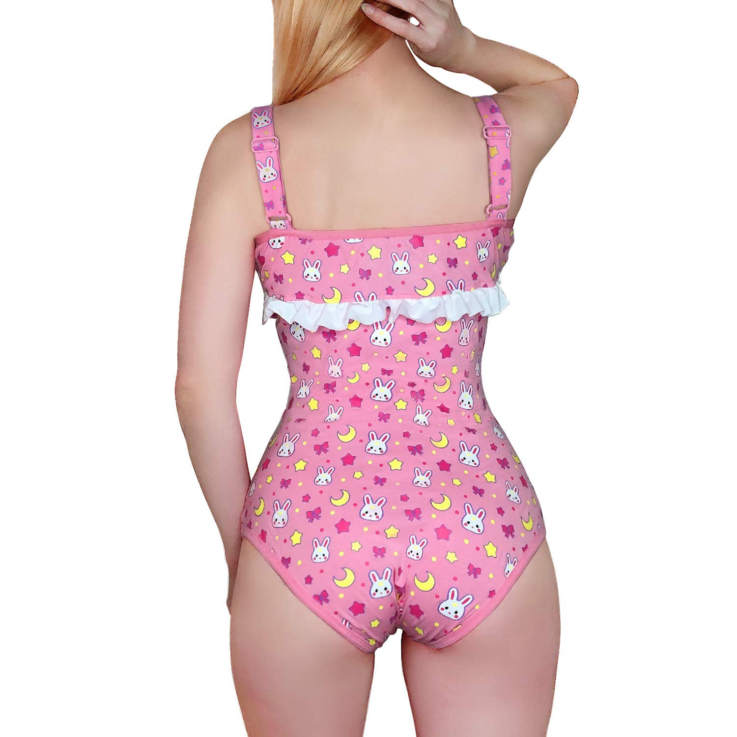LittleForBig Bawełniany śpioszki Onesie Piżama Bodysuit-Usagi Moon/miś przyjaciele