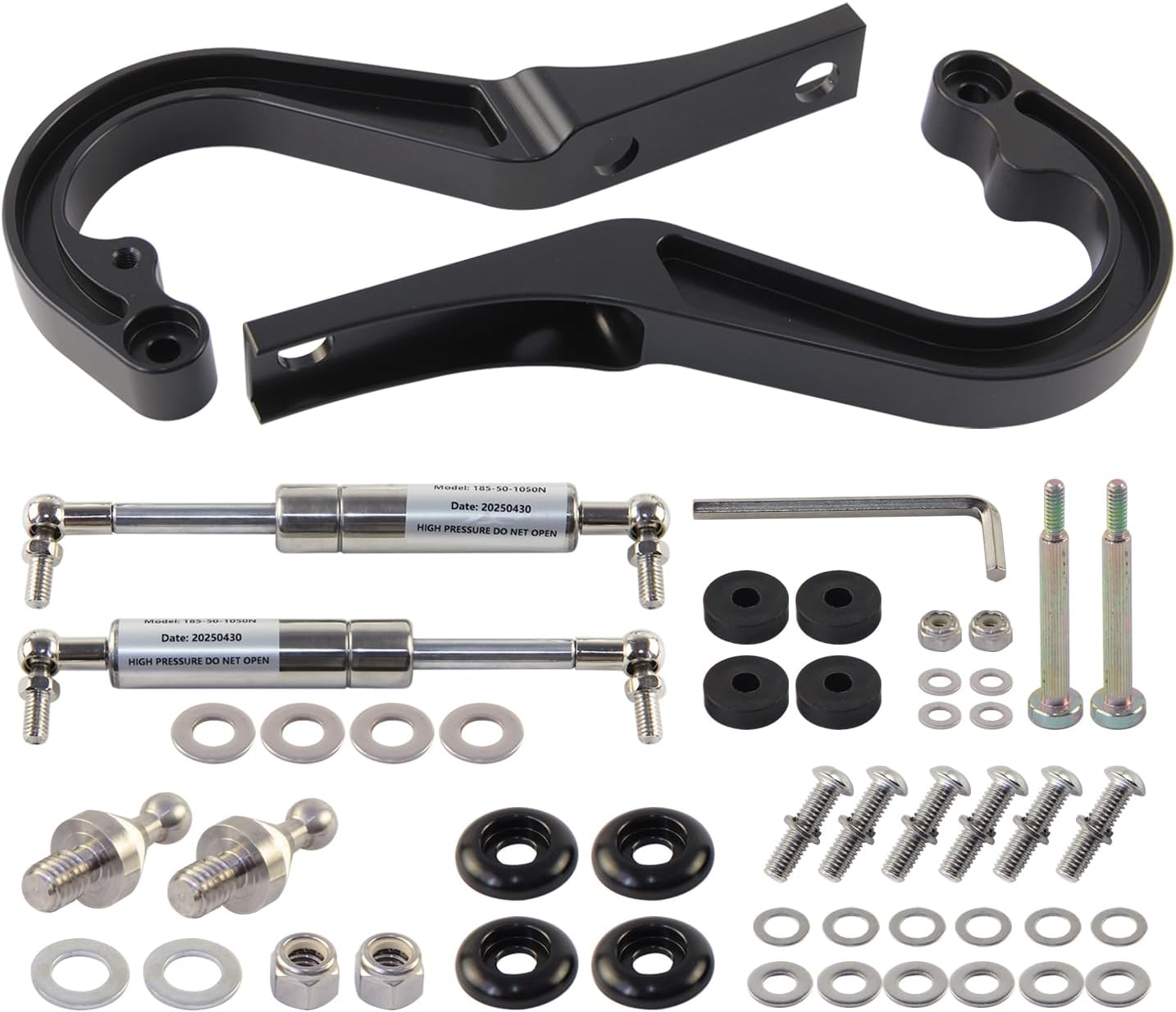 Left and Right Billet Aluminum Hood Hinge Kit Compatible with 1967-1969 Chevrolet Camaro Trunk Black